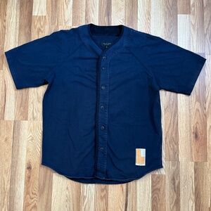 rag & bone short sleeved navy blue baseball shirt // large
